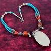 Türkis, Rote Koralle Halskette, Edelstein 925 Massiv Sterling Silber Schmuck Halskette, Handgefertigter Schmuck Geburtsstein Nepalesische Halskette, Geschenk für Ihn