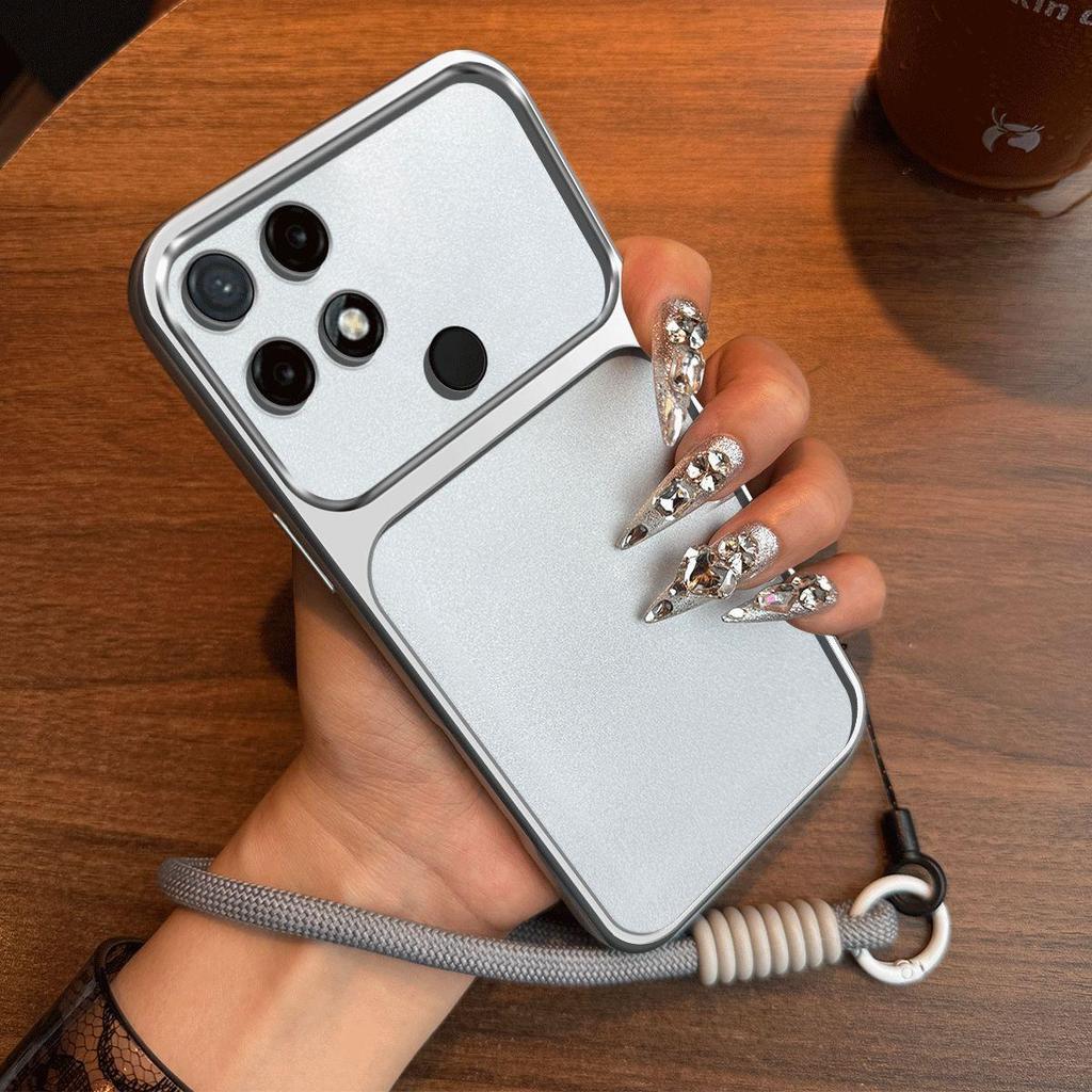 Luxury Big Window Phone Case with Lanyard for realme C25s Premium Textured Casing
