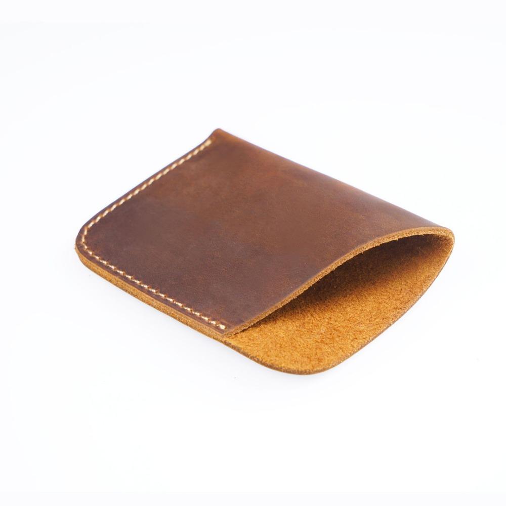 

Casual Leather Money Bag Portable Mini Cowhide Wallet Hand-Stitched Card Holder Pouch Organizer коричневий