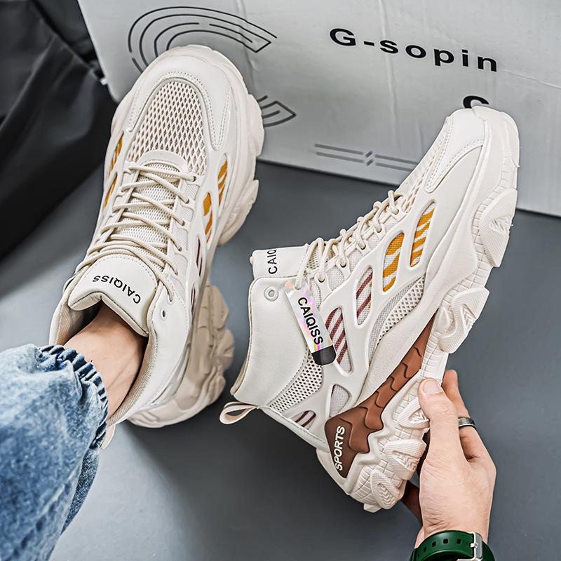 Casual autumn new youth running sports thick-soled high-top mesh dad shoes