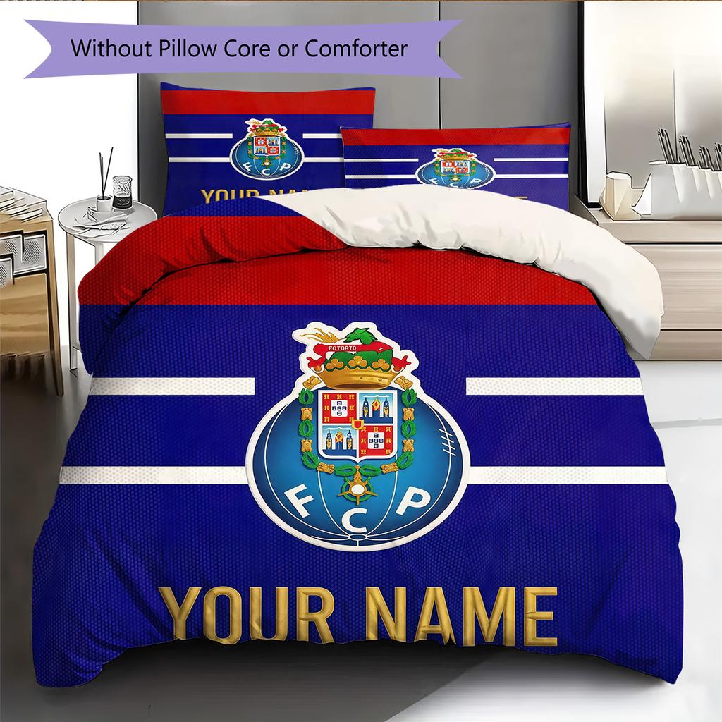 Custom Name Futebol Clube do Porto2 Pattern Bedding Quilt Set  Home Decoration  Gift (1 * duvet cover + 2 * pillowcase  without core)