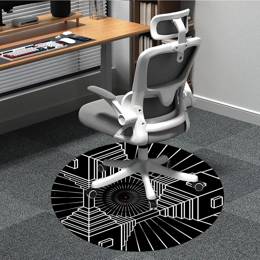 

1pc Geometric Pattern Office Round Area Rug, Indoor Mat Suitable ForOffice, Under Office Chairs Bedroom Living Room Home Decor, Room Deco T109 80cm by 80cm