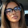 Women's Small Frame Square Cat-Eye Sunglasses with Rivet Design for Sun Protection - Trendy and Simple Runway Style