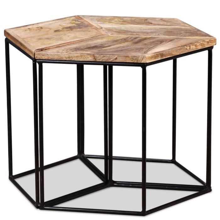 VidaXL Table basse Bois de manguier massif 56x48x40 cm