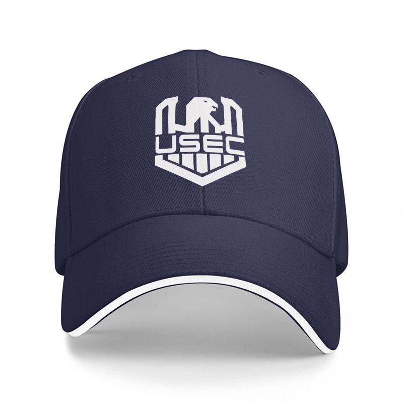 USEC Logo Baseball Cap Black with White Embroidered Bear Design and Shield Pattern Premium Adjustable Hat for Unisex and Women