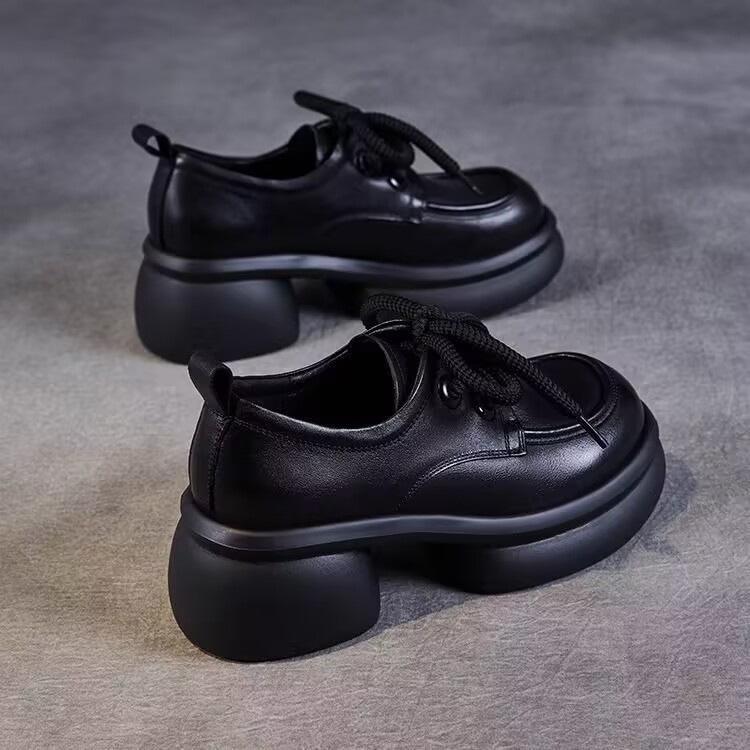 Thick-soled small leather shoes for women's spring 2025 new single shoes, thin British style, small height-increasing work shoes