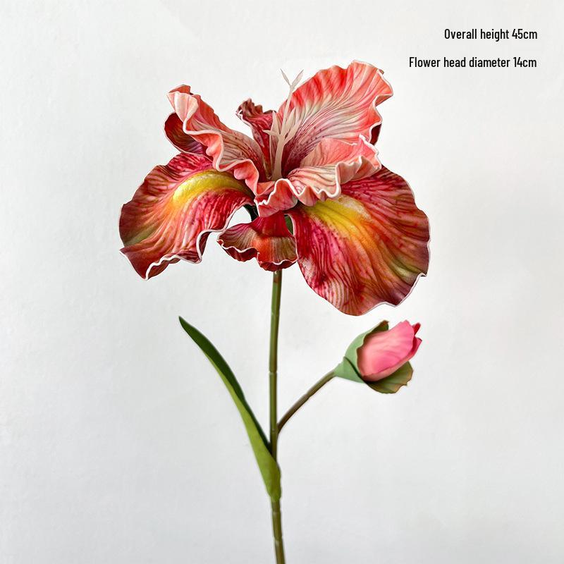 45cm Iris Artificial Flower with 2 Stems, EVA Texture, Oil Painting Style for Home Decoration