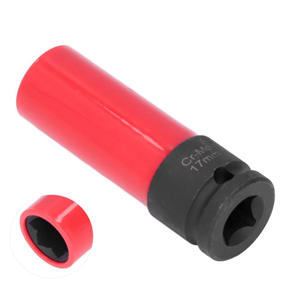 1/2 Inch Drive Wheel Lug Nut Sleeve 17mm Size Anti Theft Socket Tire Maintenance Technicians