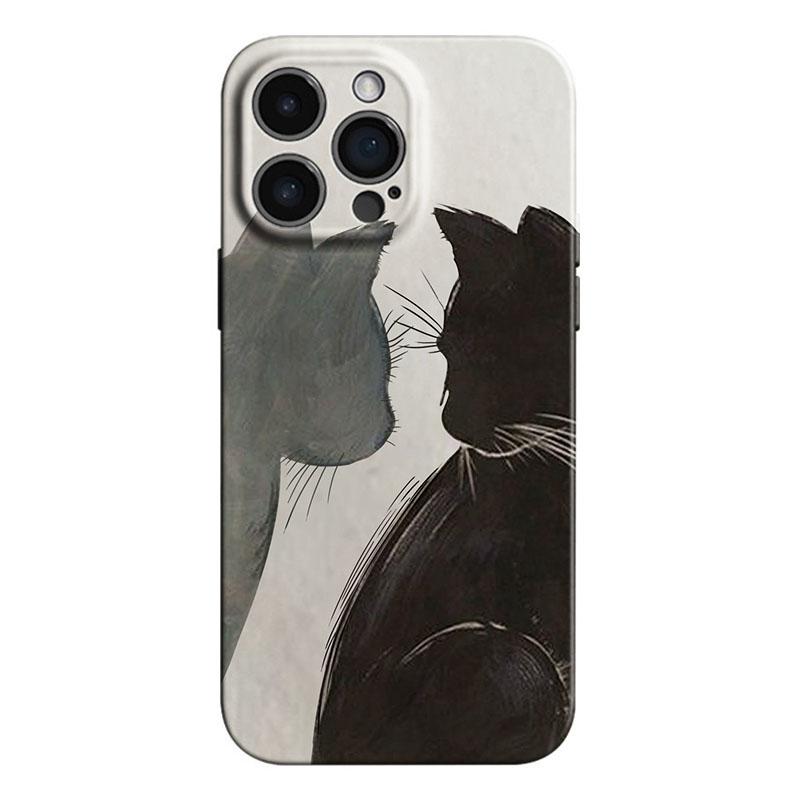 

Чехол для телефона с парой кошек для Oppo Reno14 Reno13 Reno12 Reno11 Reno10 Reno8 Reno7 Reno6 F Z T SE Pro 4G 5G Глянцевая пленка Жесткий ПК Reno14 F 5G