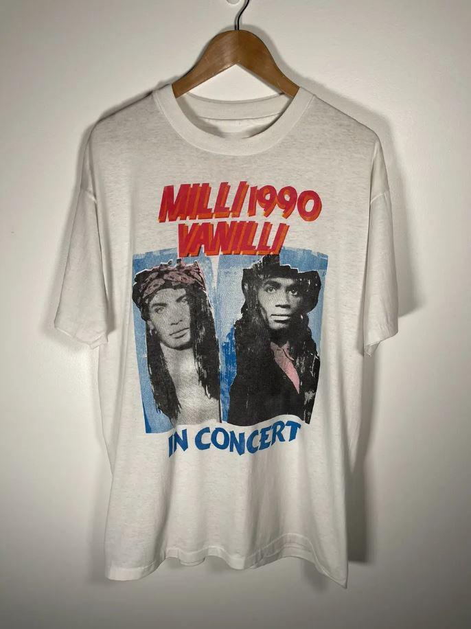 MILLI VANILLI IN CONCERT Tour Short Sleeve Unisex T-Shirt Cotton Full Size Unisex T-Shirt L