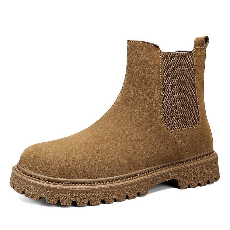 Italian Brand Men Chelsea Boots Genuine Leather Casual High Top Boots Antiskid Ankle Boots All-match Street Fashion Classic Boot