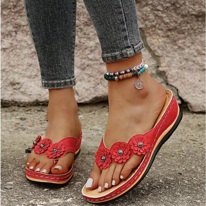 New Design Floral Beach Flip-Flops for Women Comfy Slip-On Summer Slides Versatile Casual Outdoor Footwear Slippers Plus Size 43