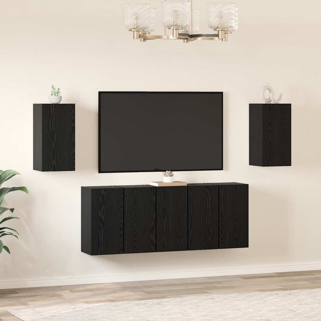 7 Piece TV Cabinet Set Black Oak Effect 30.5 x 30 x 60 cm