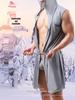Men's Hooded Sleeveless Thin Silk Bathrobe, European Style, Six Colors Available, Does Not Include Underwear