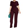 Sommer Neuer Stil High-Waist Übergröße Oberteil und Gerade Hose Modisches und Figurbetontes Kurzarm-Set für Damen