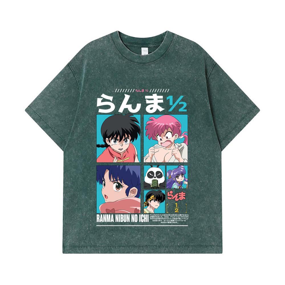 275 GSM Washed T-shirts 100% Cotton Ranma 12 V1 Print Unisex Heavy Cotton T Shirt