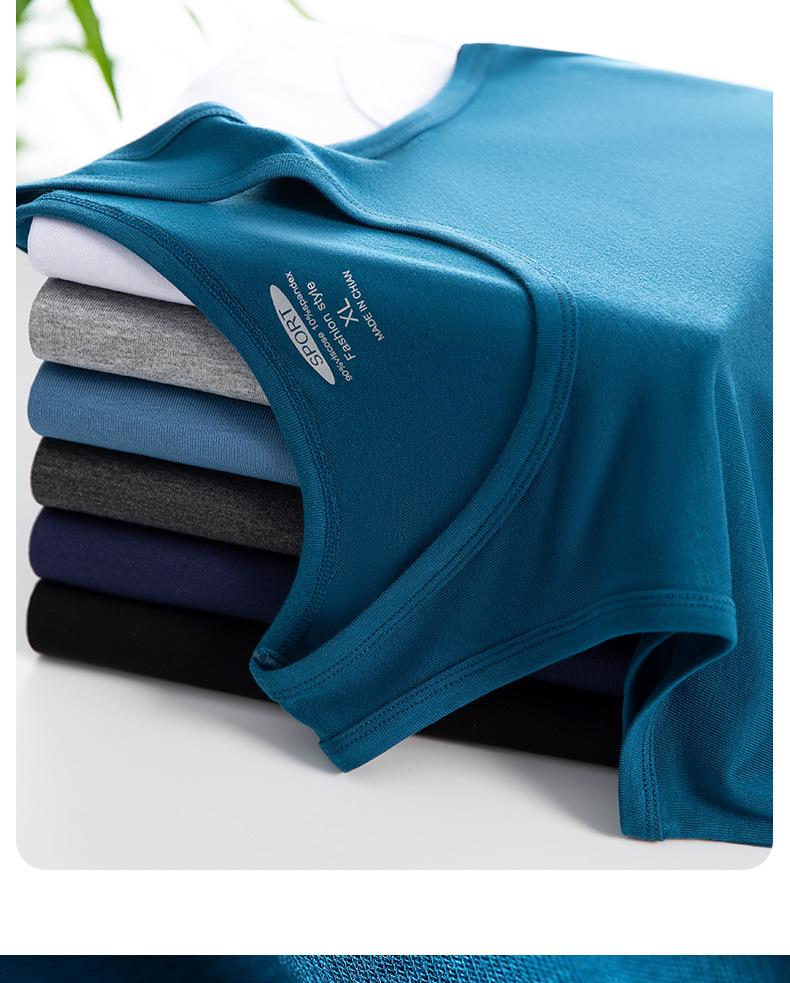 Men's Modal Silk Cotton Sleeveless Sports Vest T-Shirt