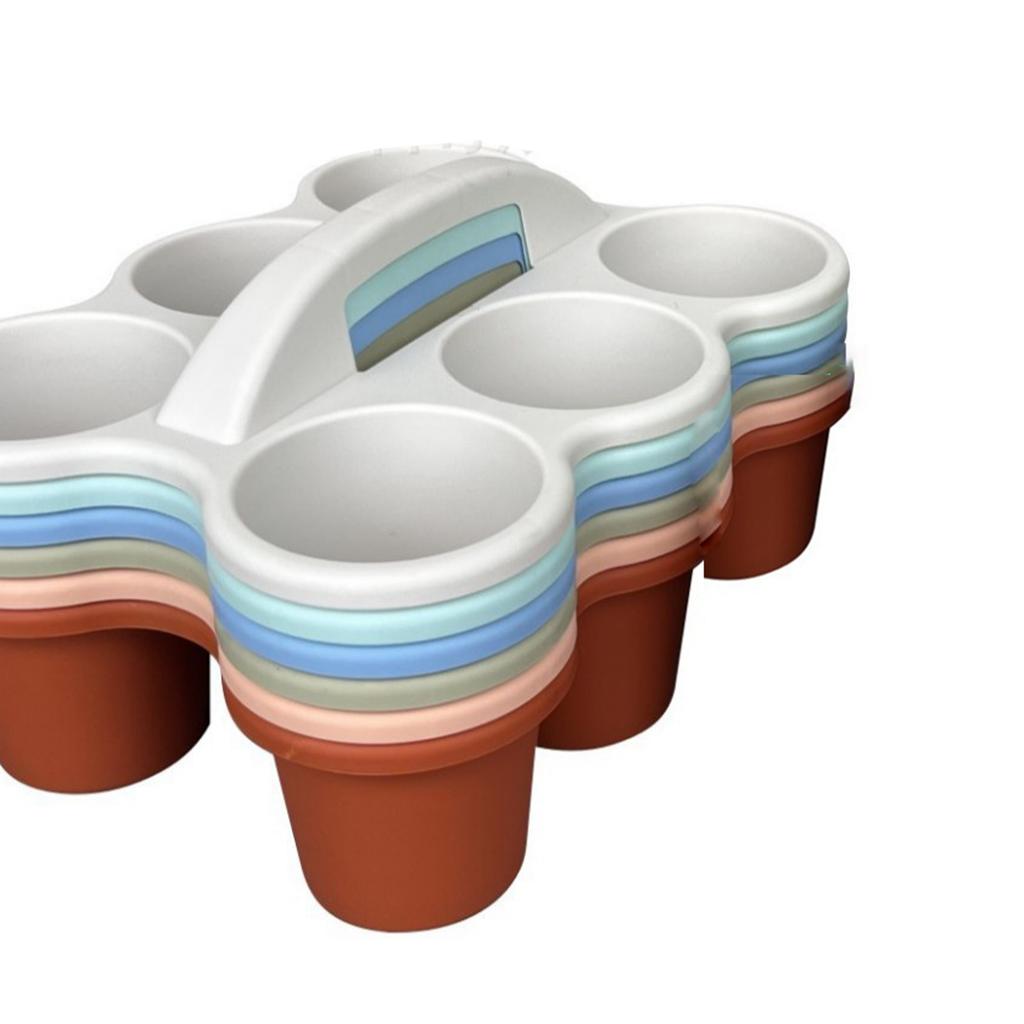 2025 6PCS PP Colorful Plastic Cup Organizer Classroom Basket Saving Space Portable Stackable Portable With Handle
