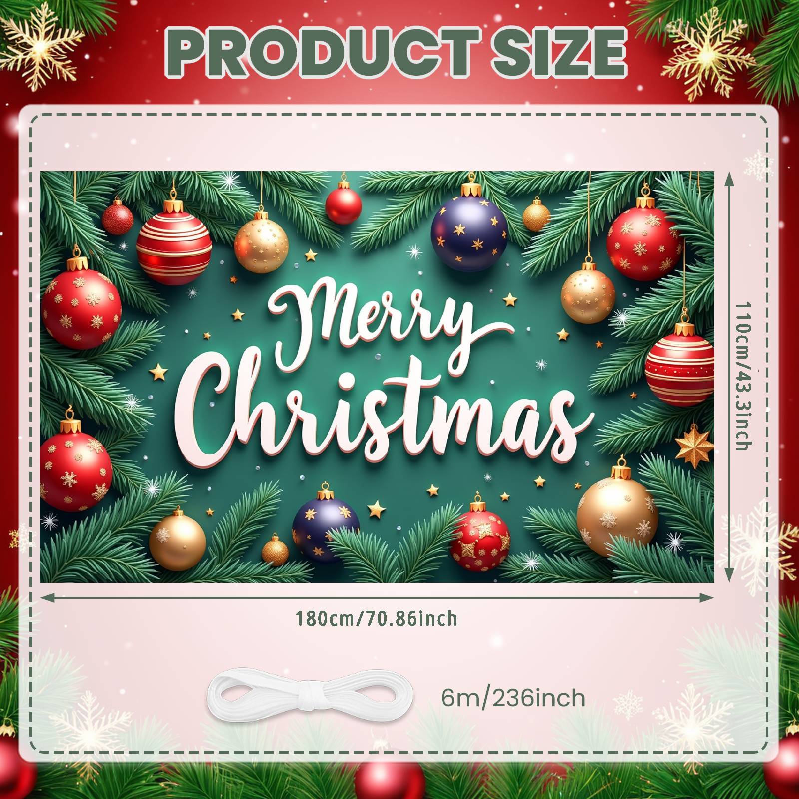 Winter Festive Display Colorful Ornaments Xmas Display Christmas Celebration Display Xmas Ornamental Merry Christmas Banner