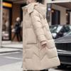 Winter Mid To Long Length Hooded Down Cotton Jacket Women's Thick Over Knee Waterproof Parka Coat Hooded Big Pocket Outercoat