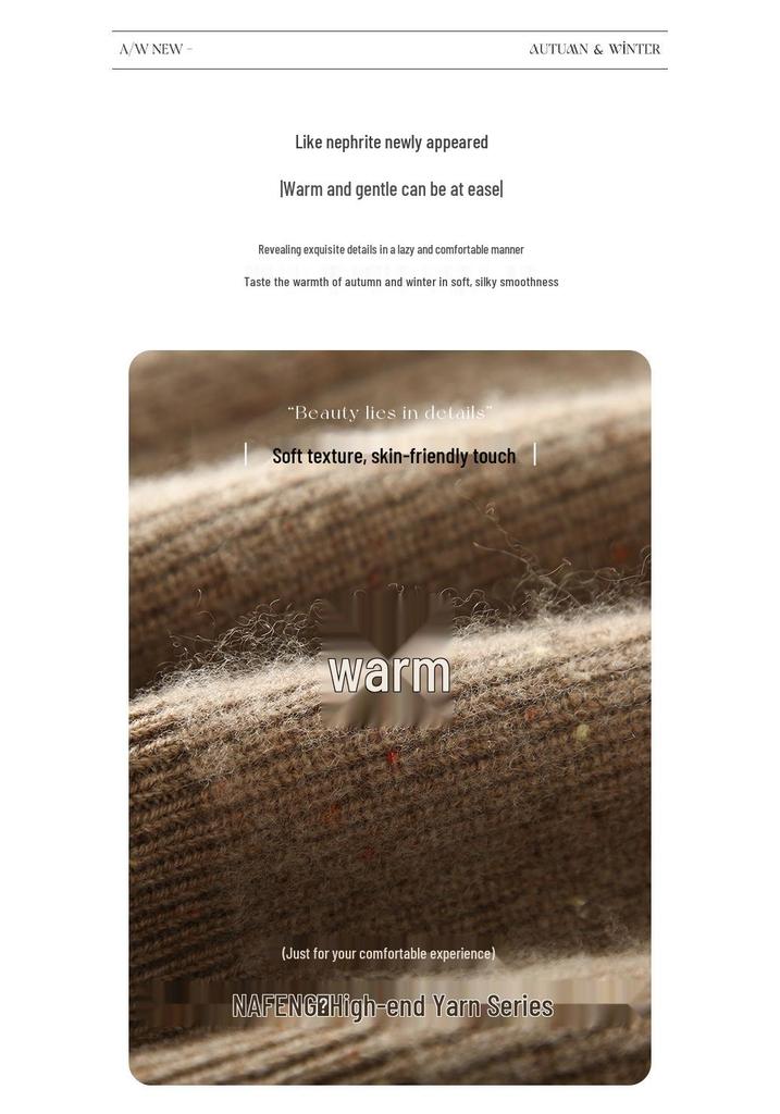 2025 Autumn/Winter Women's Thickened Cashmere Cardigan - Round Neck, Speckled Yarn, Slanted Buttons, Long Sleeve Wool Knit Sweater Coat
