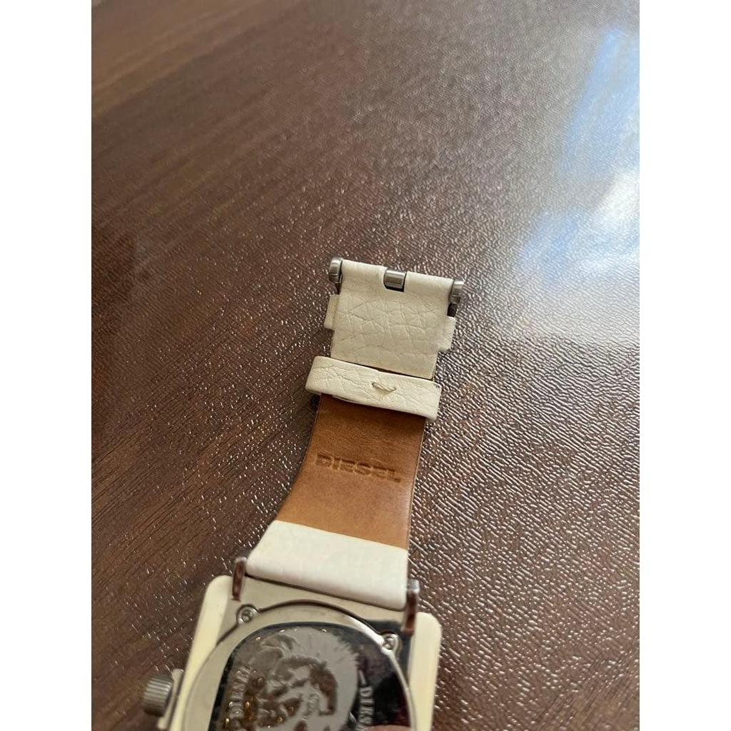 Used DIESEL Quartz Watch White Leather Belt