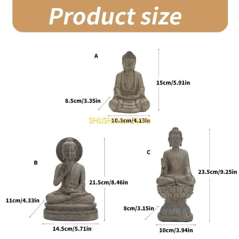 Meditating Buddhas Statue for Meditations Resins Buddhist Figurine Spiritual Sculpture Home Desktop Decoration Ornament D57B