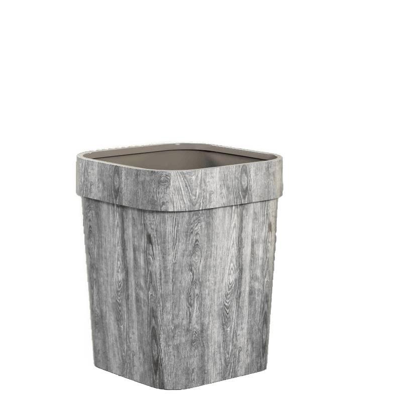 Large Capacity Faux Marble Pattern Trash Can for Office, Home, Hotel, Bathroom, & Living Room - Chinese Style