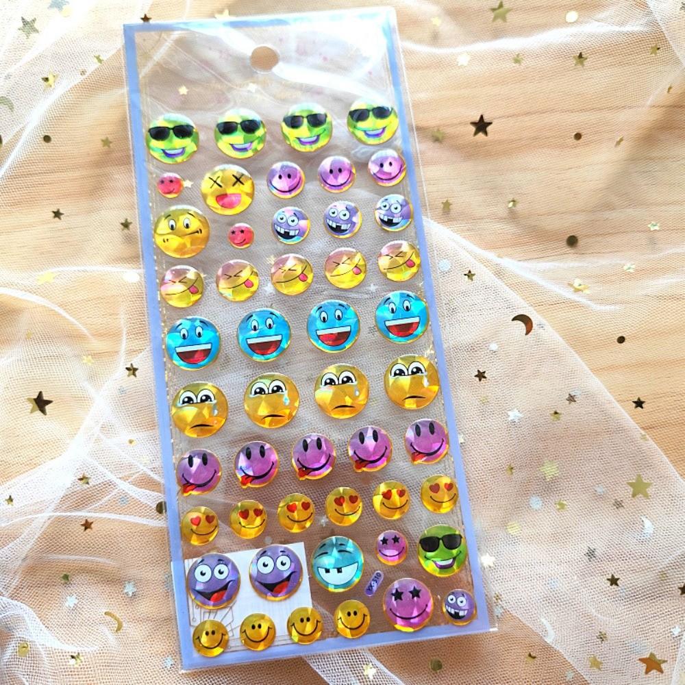 4-Piece Cute Cartoon Smiley Round Stickers - Kindergarten Kids' Face Reward Stickers for Hand Accounts, Diaries & Notebook Decor