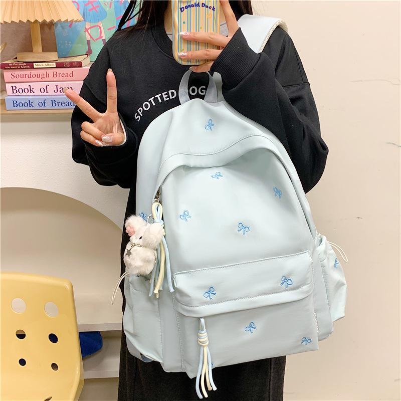 Schoolbag Small Fresh Versatile Bow School Bag School Junior High School High School Student Lightweight Backpack Ins Wind Large Capacity Backpack