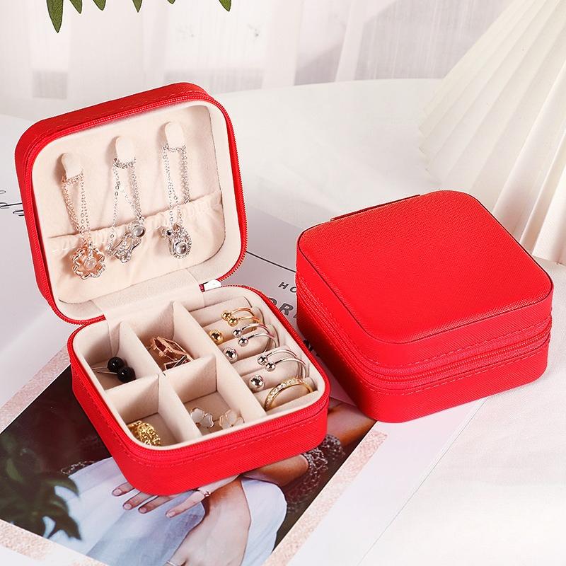 Mini scatola portaoggetti portatile per gioielli, custodia per gioielli, custodia in pelle, orecchini, collana, anello, display per organizzatore di gioielli