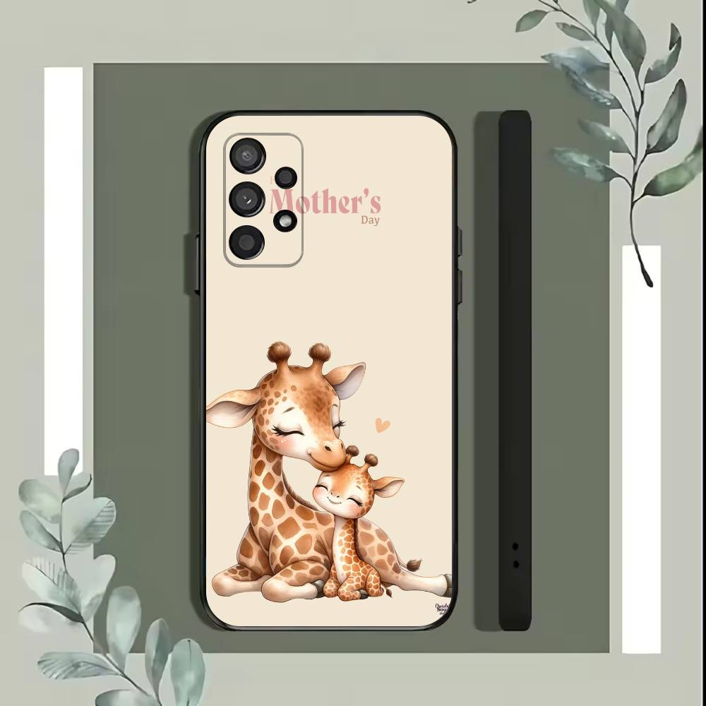 Striped Background Giraffe  Phone Case For Samsung S25,S24,S21,S22,S23,S30,Ultra,S20,Plus,Fe,Lite,5G Black Cover