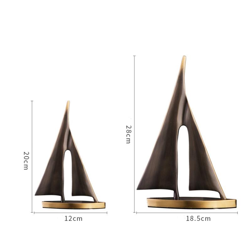 Vela Liscio Barca a Vela Artigianato Metallico Ornamenti Rame Dorato Vuoto Nave Astratta Geometrica Scultura Barca a Vela Arredamento per la Casa