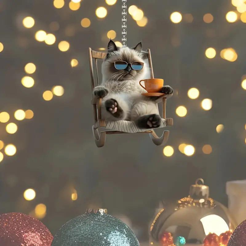 Cute Cat Acrylic Keychain Backpack Car Hanging Animal Keyring Pendant Decorative Accessories Ornament Gifts Kids