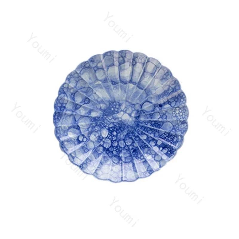 Farfurii ceramice albastre retro creative, farfurii de desert pentru restaurant, de lux, cu paste, preparate delicioase, rafinate, veselă de uz casnic