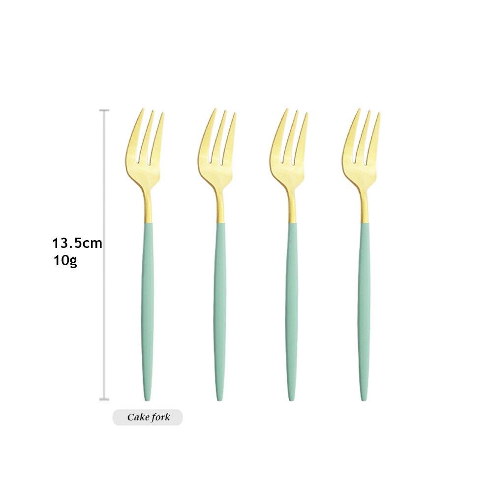 4PCS Stainless Steel Cutlery Rainbow Cake Fruit Fork Dinner Salad Fork Tableware Gold Dessert Fork For Hotel Party Kitchen Tool