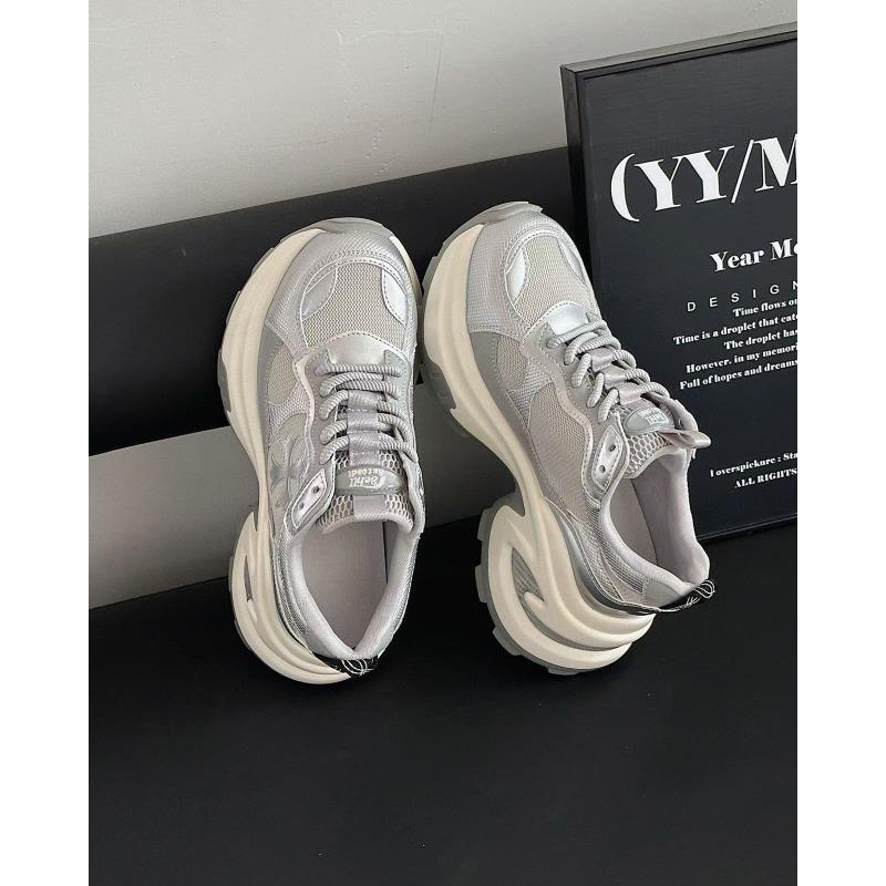 

Inner heightening dad shoes women s new spring mesh breathable thick-soled small casual sports shoes 40 срібний