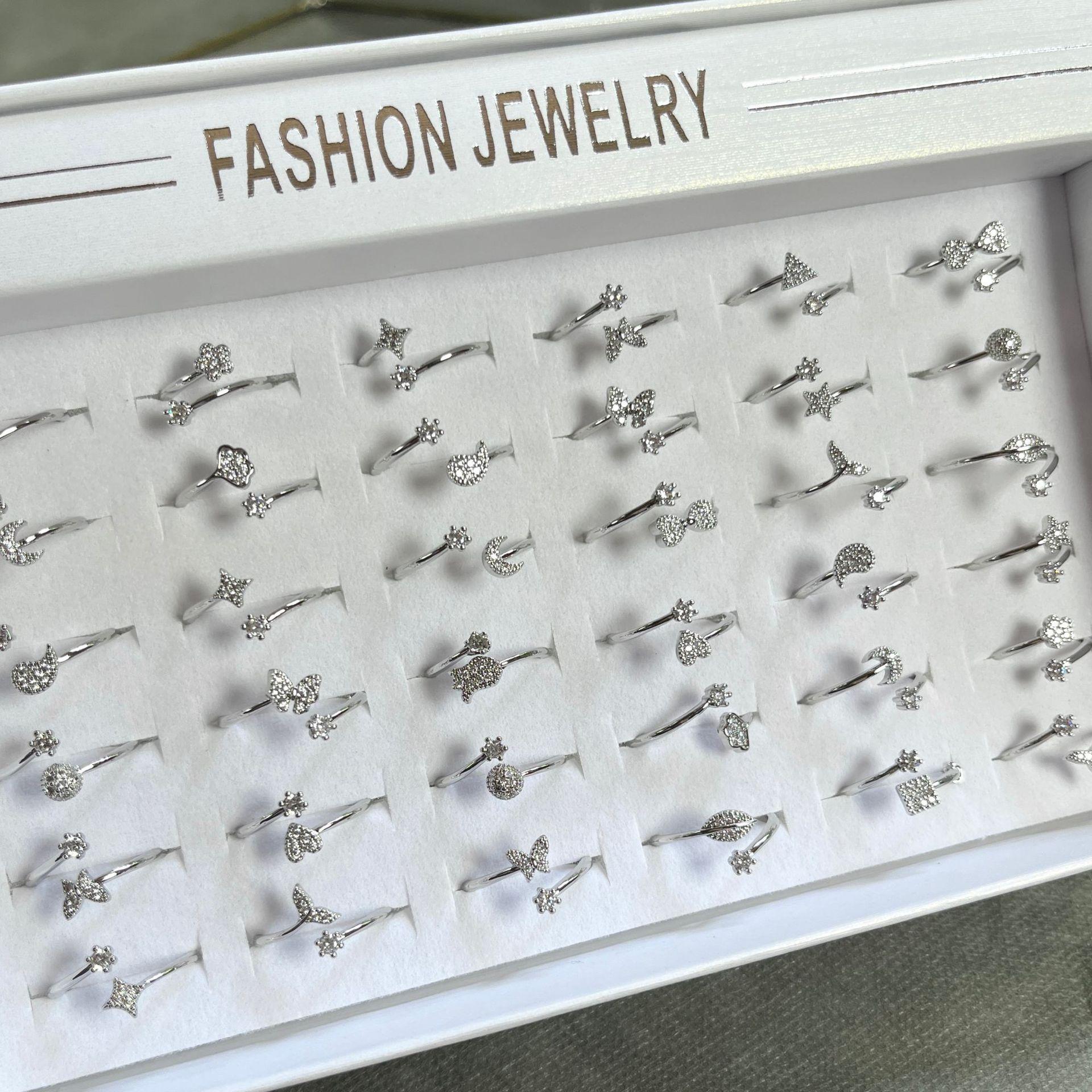 10Pcs Lady s simple zirconia ring with open setting for the index finger - formal jewelry accessory