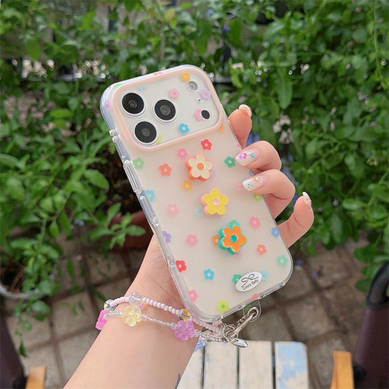 HyunA 3D Colorful Floral Chain Case for iPhone 17/16 Pro Max/15 Pro