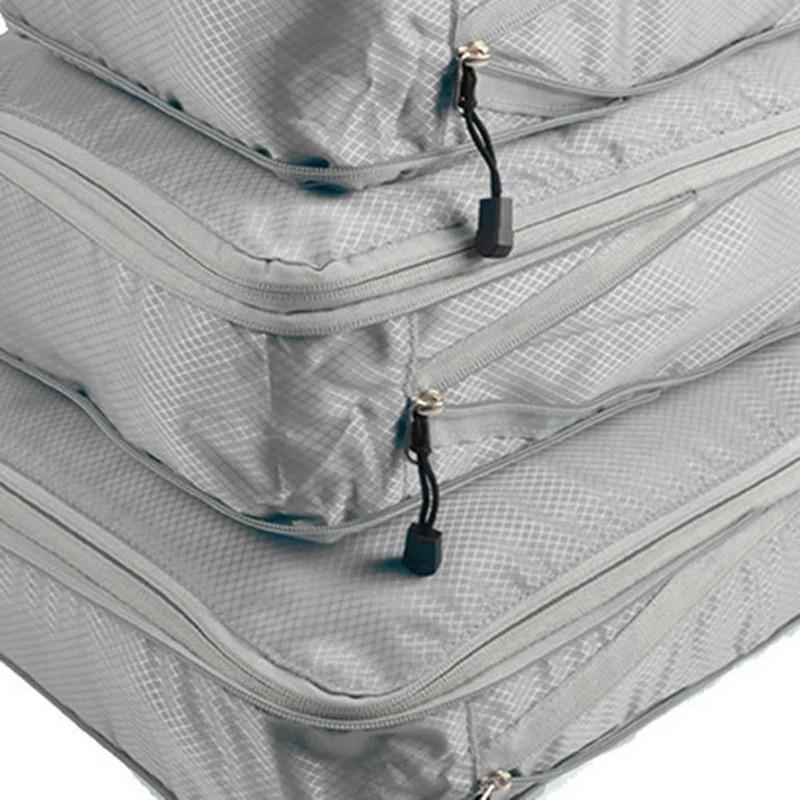 3 bucăți/set negru/albastru/gri geantă de depozitare de călătorie compresibilă, portabilă, de mare capacitate, cuburi de ambalare a bagajelor.