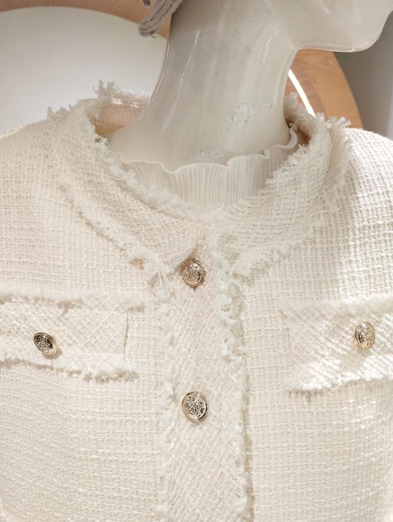 Olive De Olive Fringe Round Tweed Jacket YW6SJ611