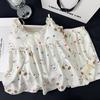 Pajamas with Chest Pads, Women's Summer Clouds, Cotton Feeling, Advanced Feeling, Can Be Worn Outside, Cartoon Suspenders, Shorts, Loungewear Set