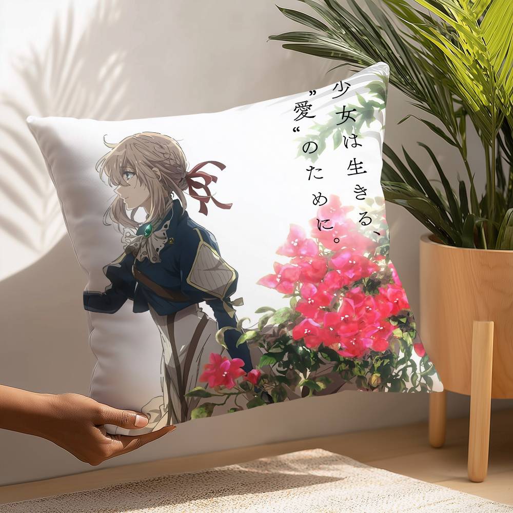 Anime Violet Evergarden Pillow Case Plush Fabric Soft  Pillowcase Double Sided Print Cushion Cover Household Gifts