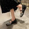 Fashion Silver Single Shoes Women 2025 New Summer Bean Shoes Shallow Flat Mary Jane Shoes