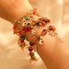 Christmas Chain Charm Bracelet, Reindeer Snowflake Gingerbread Candy Cane Crystal Bead Gold Chain Jewelry for Women Girls
