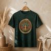 Tricou Nomad Sari Bumbac Stonewashed - Arborele Vieții - Verde - Mărime Mare