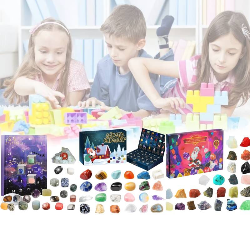 Christmas Advent Calendar Natural Crystal Gemstones Collection Box 24 Days Count
