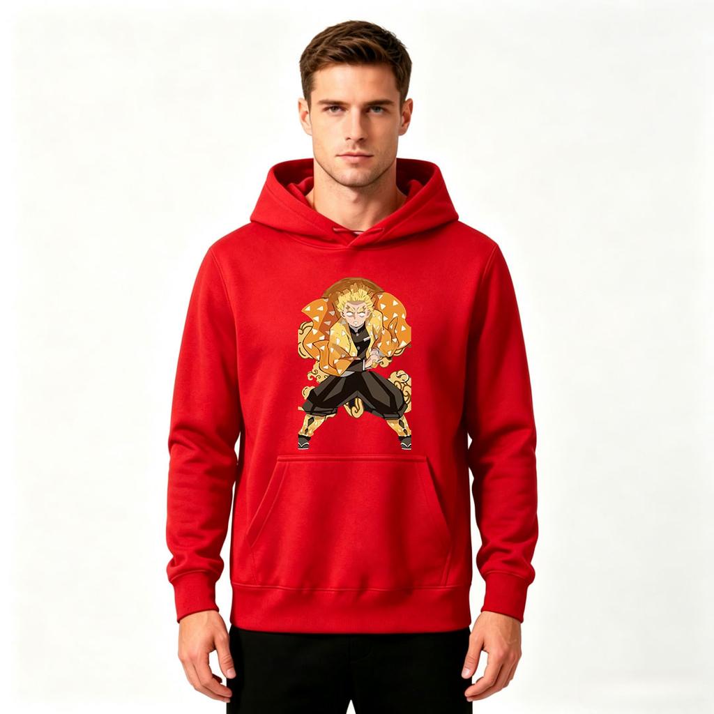 Anime Character Print Men Pullover Hoodie Casual Long Sleeve Hooded Sweatshirt For Men