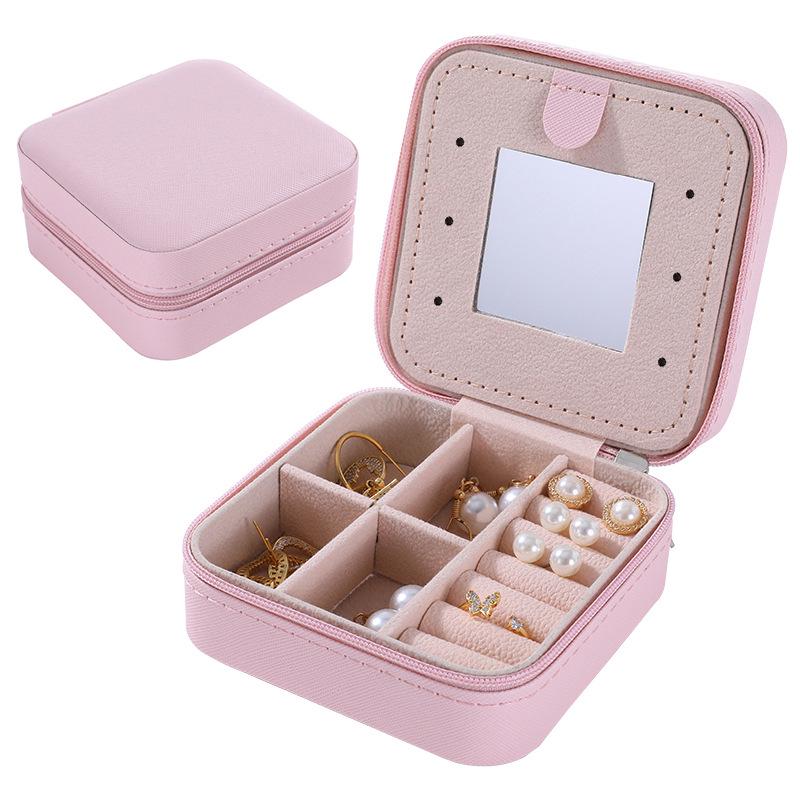 Compact Anti-Oxidation Jewelry Box with Mirror for Earrings, Rings, and Nail Accessories
