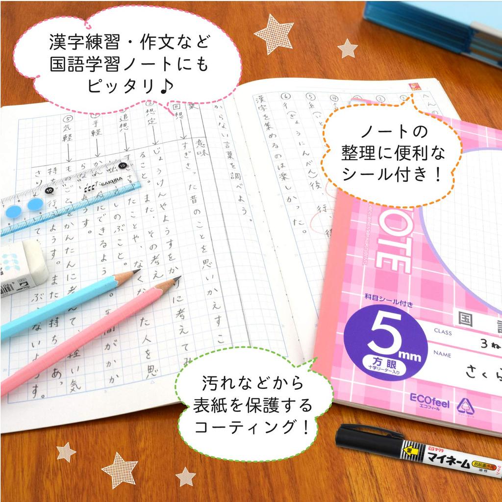 Sakura Cray-Pas Studienheft, 5mm Gitter, N114(10), Rosa kariert, 10 Bücher